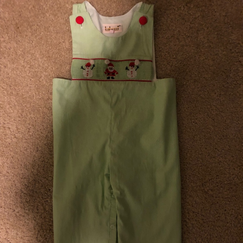 Smocked Christmas coveralls